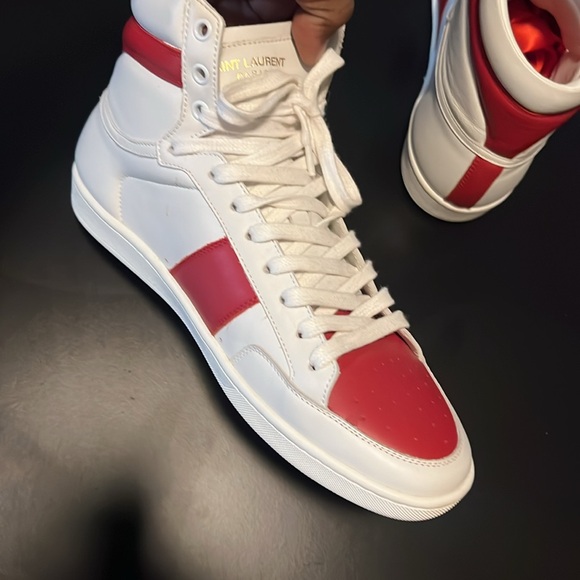 Saint Laurent red and white high top Sneaker - Picture 4 of 5